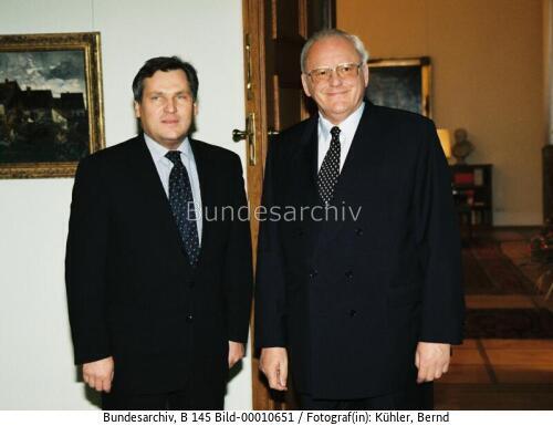 Polnischer Staatspräsident Kwasniewski in Berlin 1997