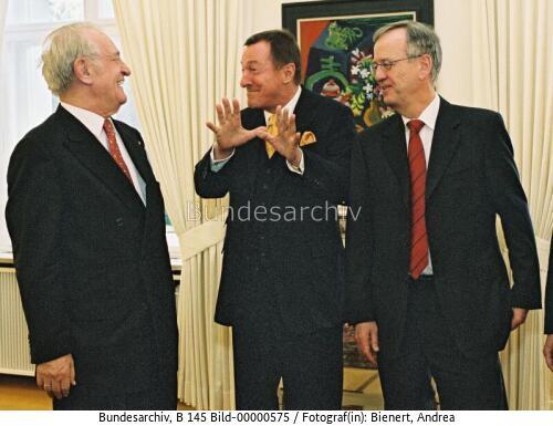 Bundespräsident Rau mit BDI-Präsident Rogowski und Siemens-Chef von Pierer