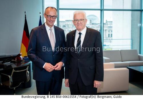 Bundeskanzler Friedrich Merz und Ministerpräsident Winfried Kretschmann 2026