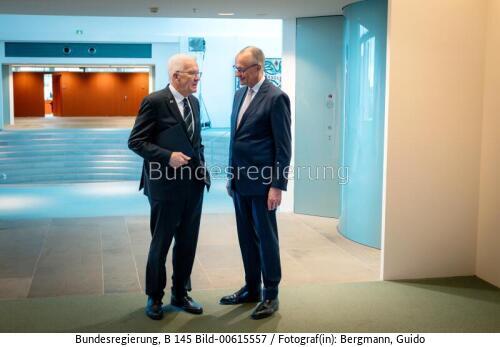 Bundeskanzler Friedrich Merz und Ministerpräsident Winfried Kretschmann 2026