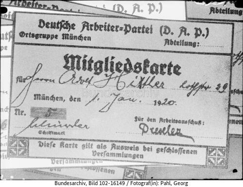 DAP-Mitgliedskarte von Adolf Hitler