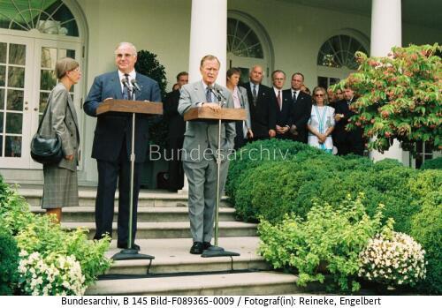 Washington D.C., Weißes Haus, Pressetermin, BK Kohl, US-Präsident Bush