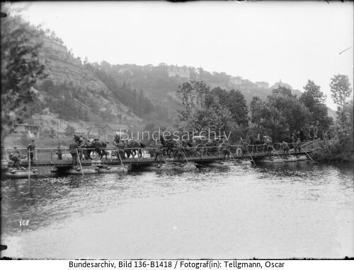 Reichswehrmanöver, 12. (Sächsisches) Reiter-Regiment, Pontonbrücke