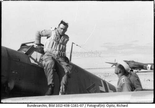 Libyen, Gazala, Flugplatz, Flugzeug Me 109 des JG 27