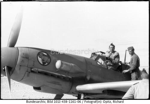 Libyen, Gazala, Flugplatz, Flugzeug Me 109 des JG 27