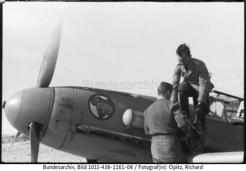 Libyen, Gazala, Flugplatz, Flugzeug Me 109 des JG 27