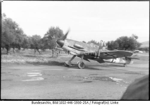 Kreta, Flugfeld, Flugzeug Me 109, Start