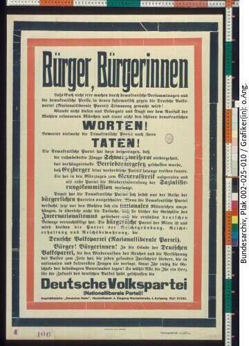 Reichstagswahl, Wahlplakat der DVP