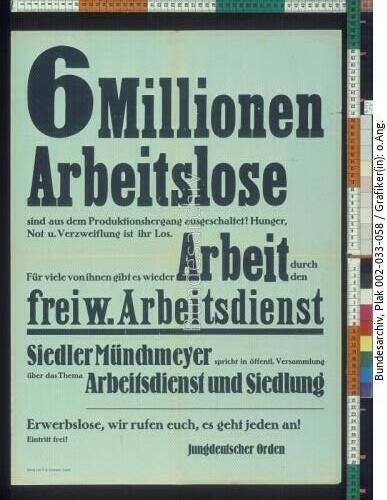 Arbeitslosigkeit, Jungdeutscher Orden