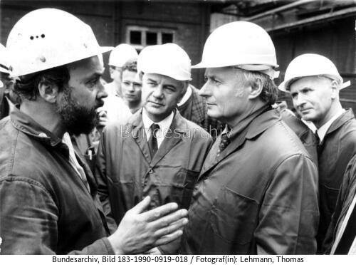 Brandenburg, Oskar Lafontaine und Manfred Stolpe, Besuch im Stahl-und Walzwerk
