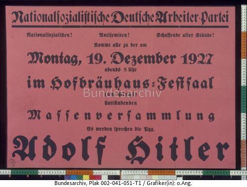 NSDAP, Versammlungsaufruf, Einigkeit
