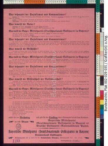 Reichstagswahl, Landtag Bayern, Wahlplakat DNVP