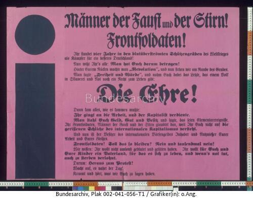 NSDAP, Versammlungsaufruf, Dolchstoßlegende