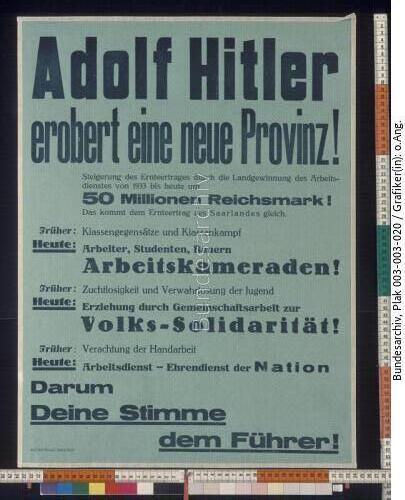 Reichstagswahl, Volksabstimmung, Wahlplakat NSDAP