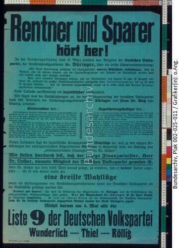 Reichstagswahl, Wahlplakat der DVP