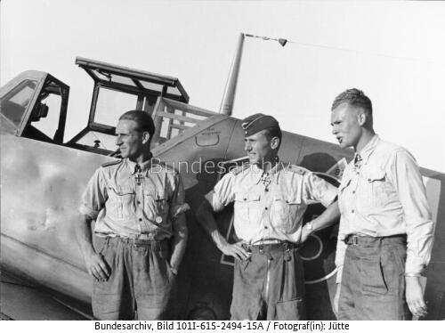 Russland, Günther Rall vor Messerschmitt Me 109