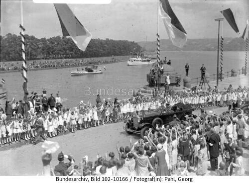 Koblenz, Deutsches Eck, Besuch Paul v. Hindenburg