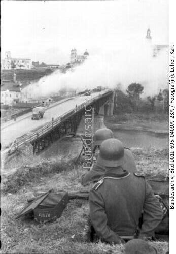 Grodno, Brücke über den Nemnas, MG-Posten