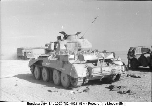 Nordafrika, zerstörter britischer Panzer Cruiser Mk IV