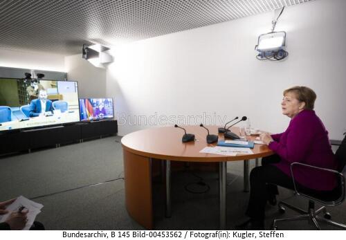 Bundeskanzlerin Merkel: Videokonferenz mit dem Präsidenten und den Fraktionsvorsitzenden im Europäischen Parlament 2020