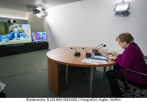 Bundeskanzlerin Merkel: Videokonferenz mit dem Präsidenten und den Fraktionsvorsitzenden im Europäischen Parlament 2020