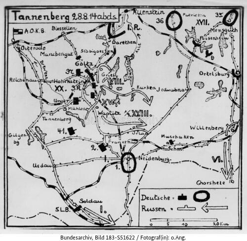 Ostfront, Tannenbergschlacht, Karte