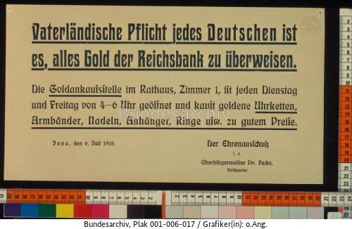 Goldsammlung zur Kriegsfinanzierung