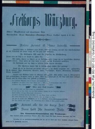 Bayern, Freiwilligenwerbung Freikorps Würzburg