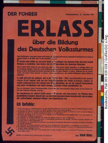 Volkssturm, Befehl Adolf Hitler