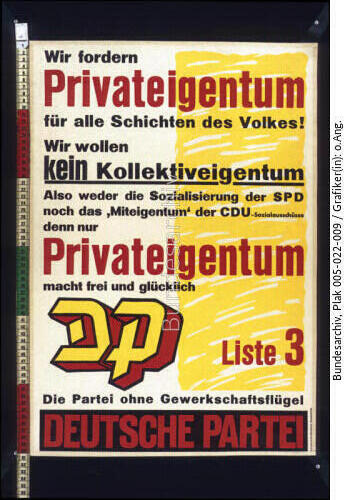 Wahl, Deutsche Partei-Wahlplakat