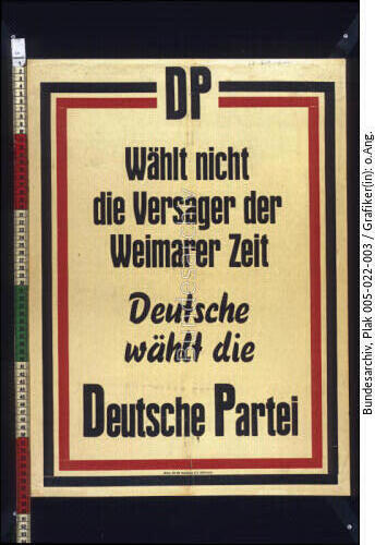 Bundestagswahl, Deutsche Partei-Wahlplakat