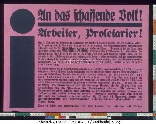 NSDAP, Versammlungsaufruf, Arbeitsbedingungen