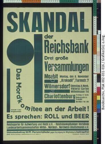 Veranstaltungen, Protest gegen <span class="match">Reichsbank</span>
