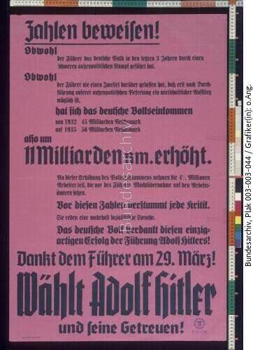 Reichstagswahl, Volksabstimmung, Wahlplakat NSDAP