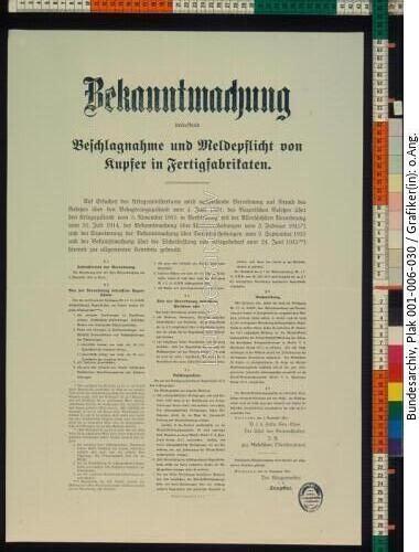 Bekanntmachung zur Beschlagnahmung von Metall
