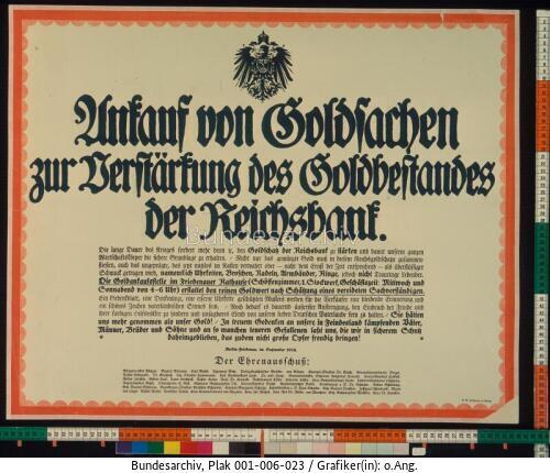 Goldsammlung zur Kriegsfinanzierung